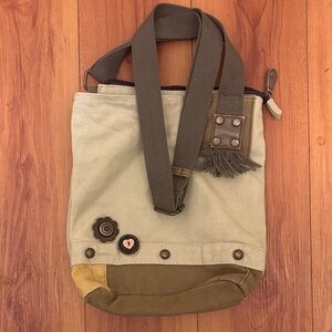 Chala Cream and Brown Crossbody Bag